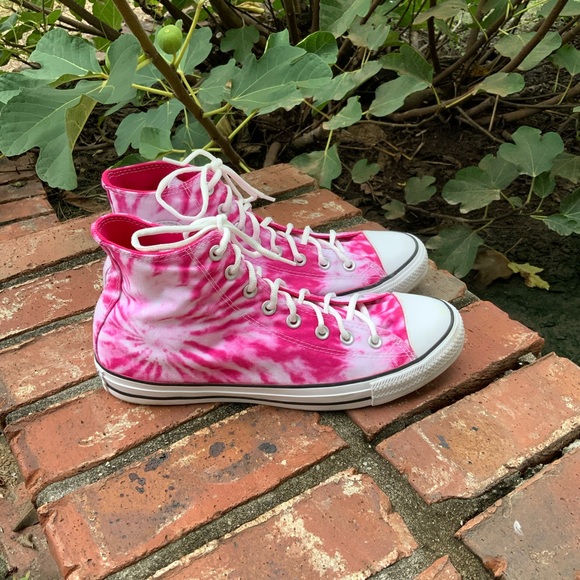 Converse Chuck Taylor All Star Twisted Summer Pink Tye Dye High Top Sneakers. - Picture 4 of 12
